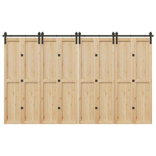 Set feronerie pentru uși glisante, negru, 366 cm, oțel