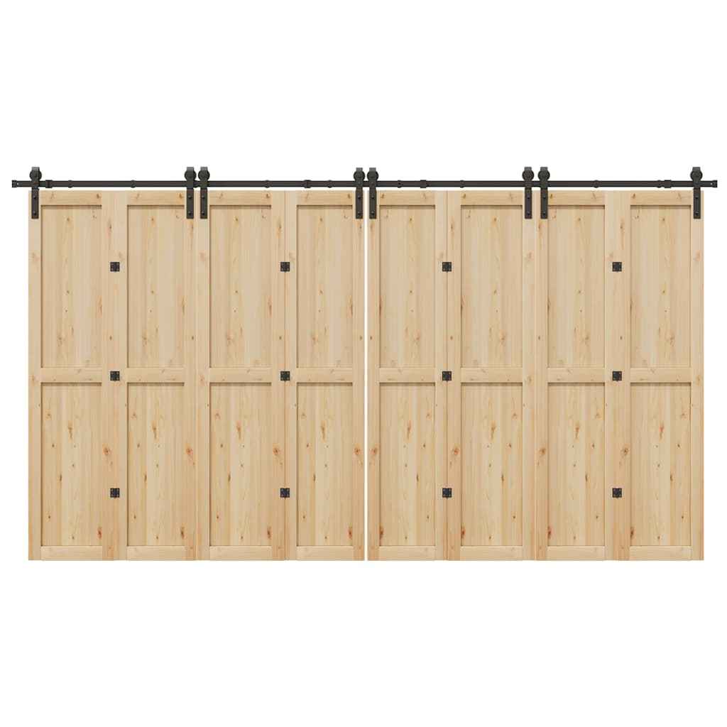 Set feronerie pentru uși glisante, negru, 400 cm, oțel