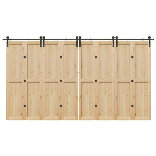 Set feronerie pentru uși glisante, negru, 400 cm, oțel