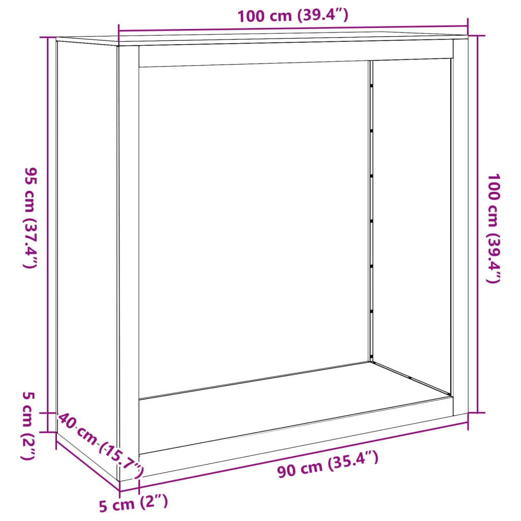 Suport pentru lemne de foc 100x40x100 cm Oțel pentru intemperii