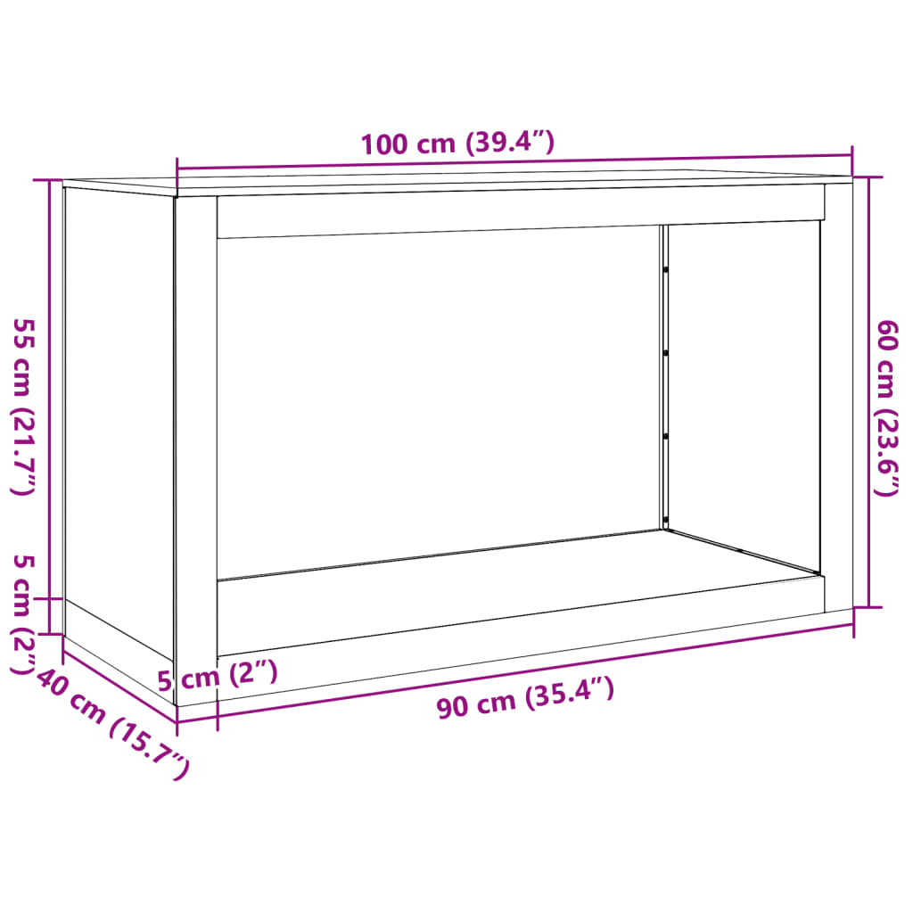 Suport pentru lemne de foc 100x40x60 cm Oțel pentru intemperii