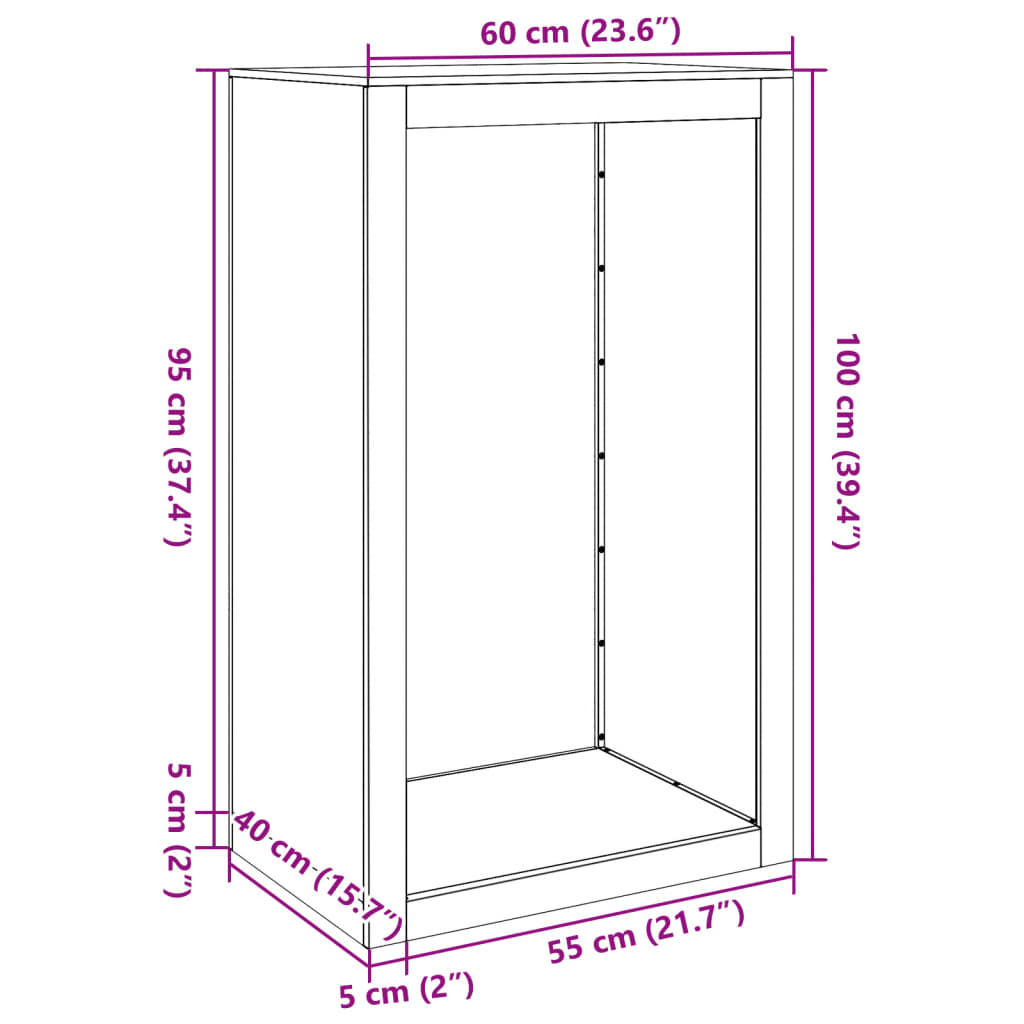 Suport pentru lemne de foc 60x40x100 cm Oțel pentru intemperii