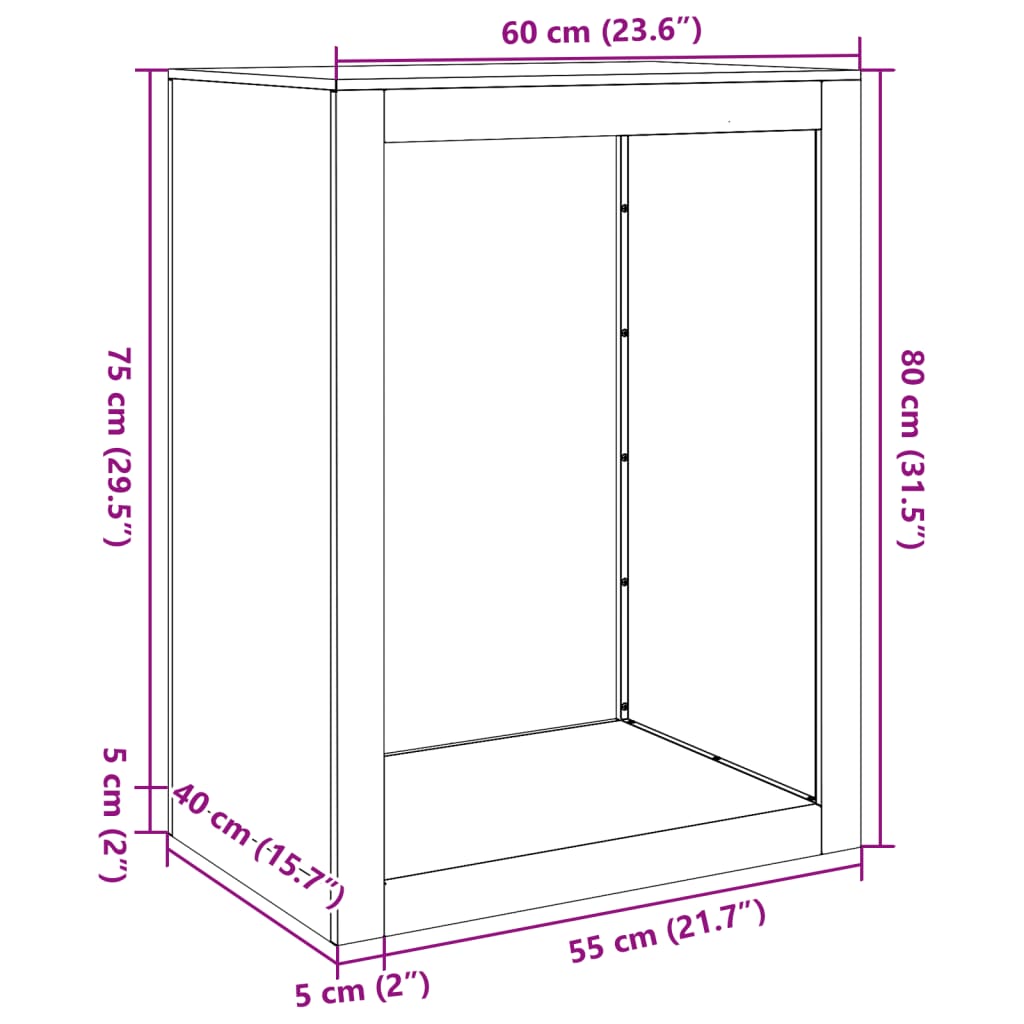 Suport pentru lemne de foc 60x40x80 cm Oțel pentru intemperii