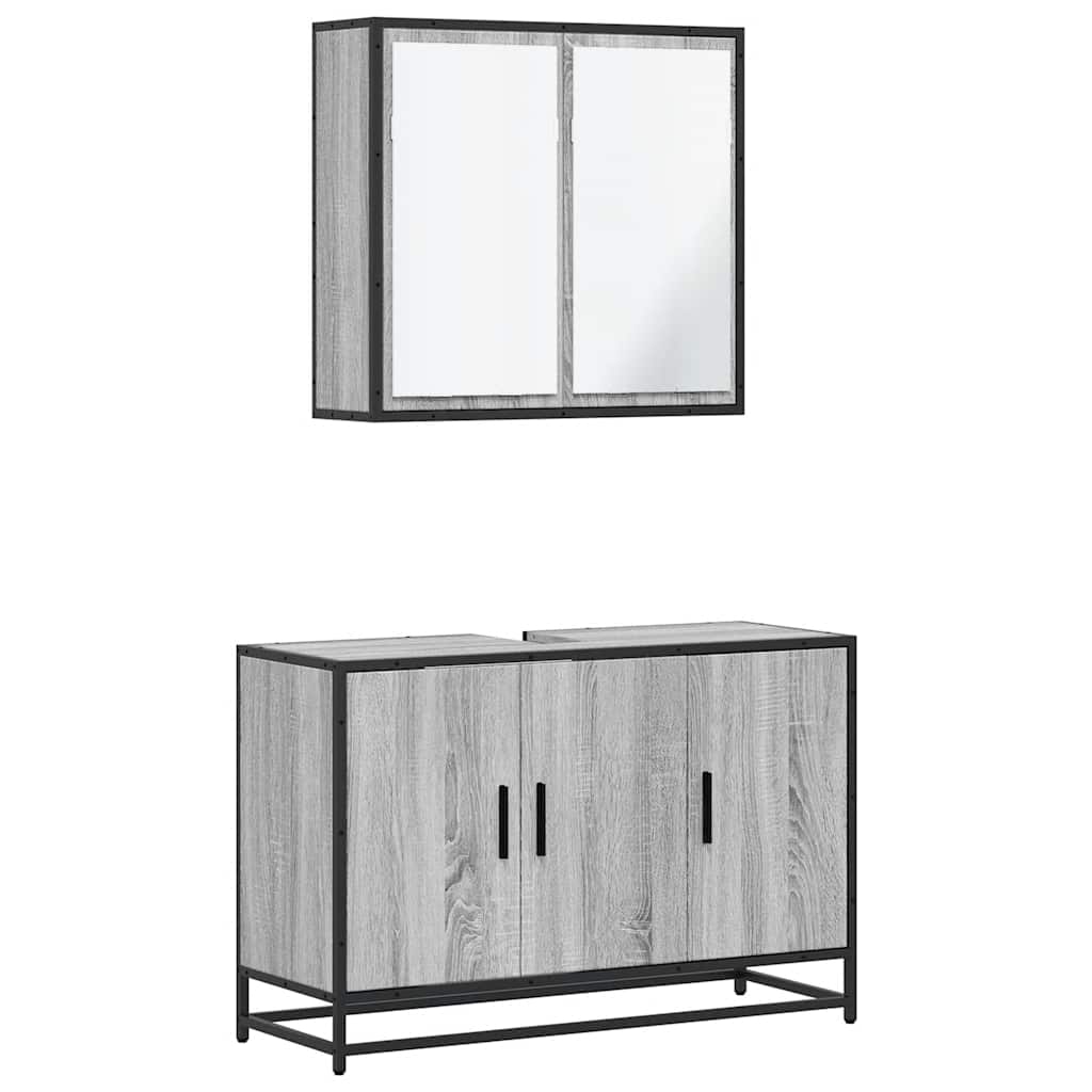 Set mobilier de baie, 2 piese, gri sonoma, lemn prelucrat