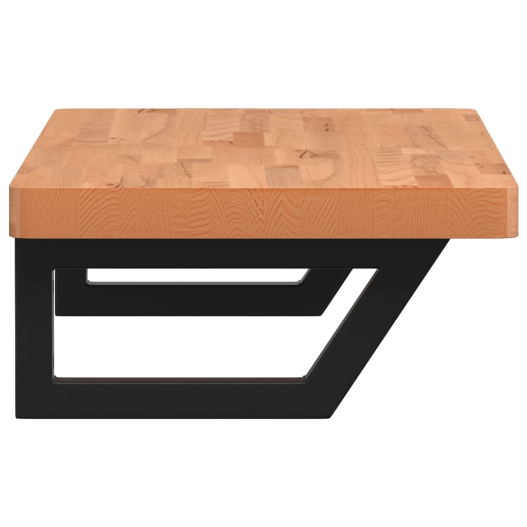 Raft pentru lavoar montat pe perete, oțel și lemn masiv fag