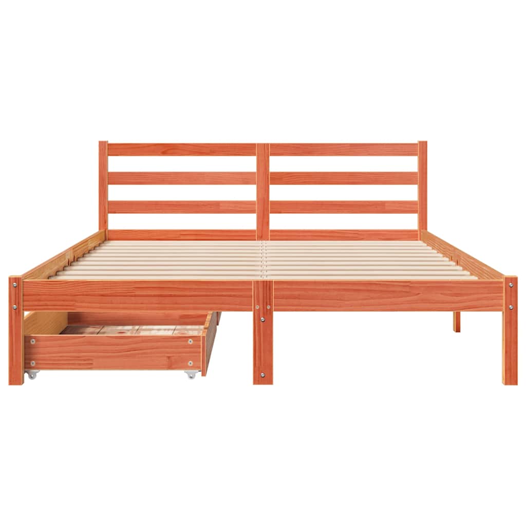 Cadru pat fără saltea, maro ceruit, 120x190 cm, lemn masiv pin