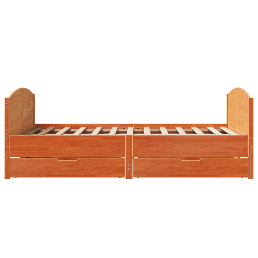 Cadru pat fără saltea, maro ceruit, 120x190 cm, lemn masiv pin