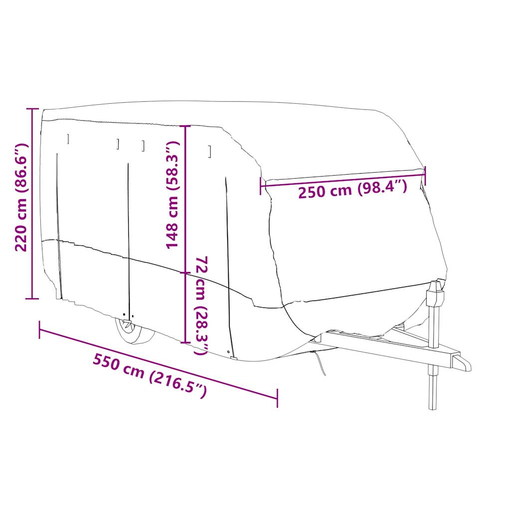 Husa de rulota gri 550x250x220 cm Tesatura netesuta