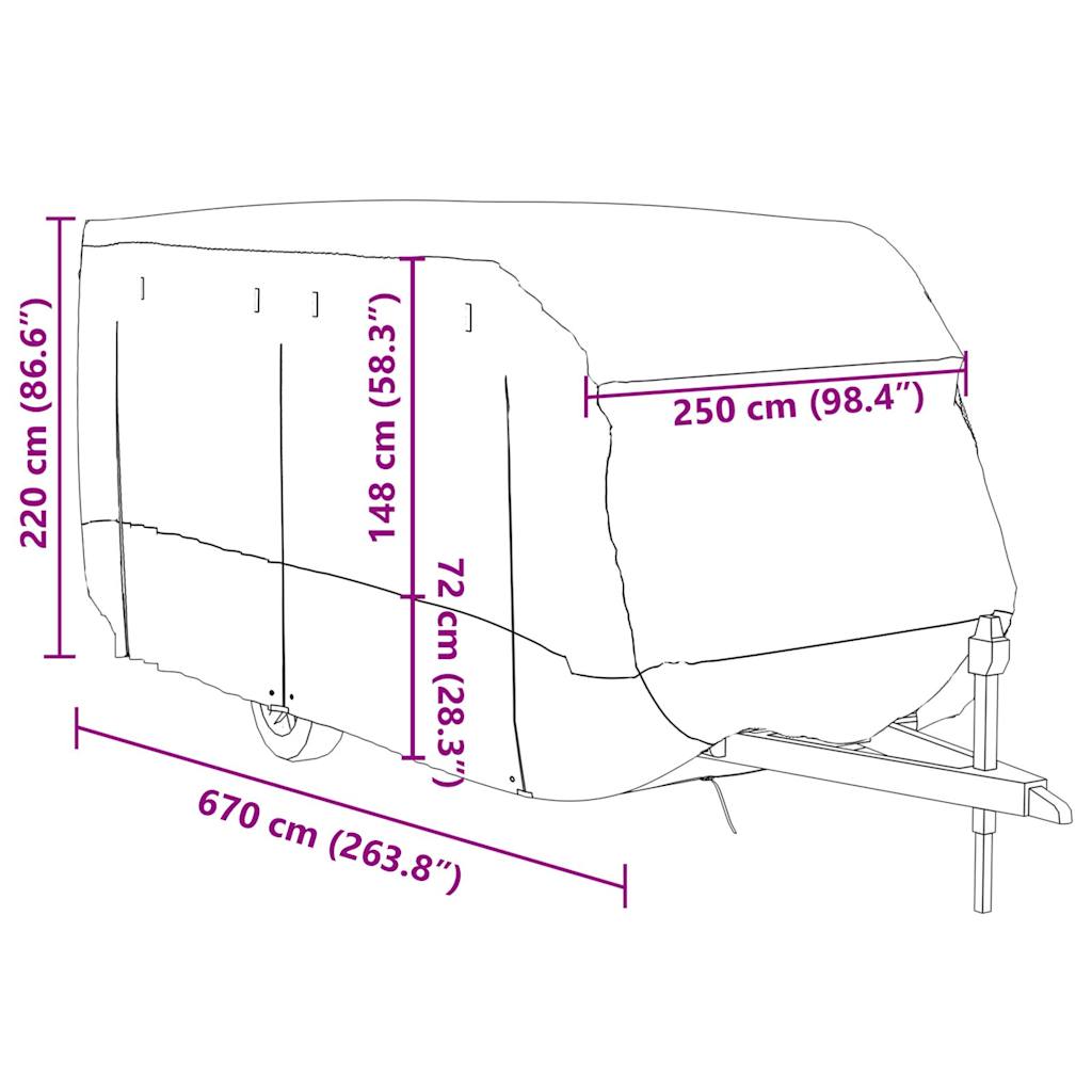 Husa de rulota gri 670x250x220 cm Tesatura netesuta