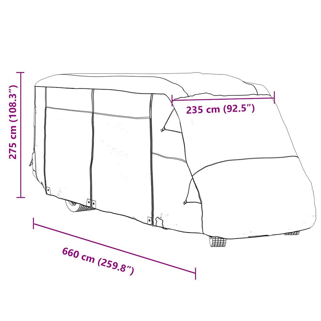 Husa de rulota gri 660x235x275 cm Tesatura netesuta