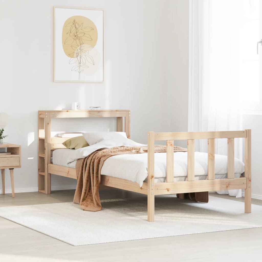 Cadru pat fără saltea, 100x200 cm, lemn masiv pin