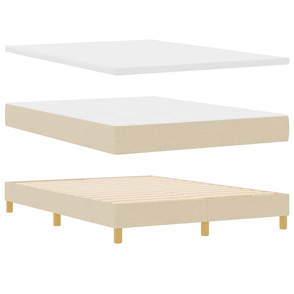 Pat cu arcuri cu saltea cu headboard Crem 160 x 200 cm țesătură