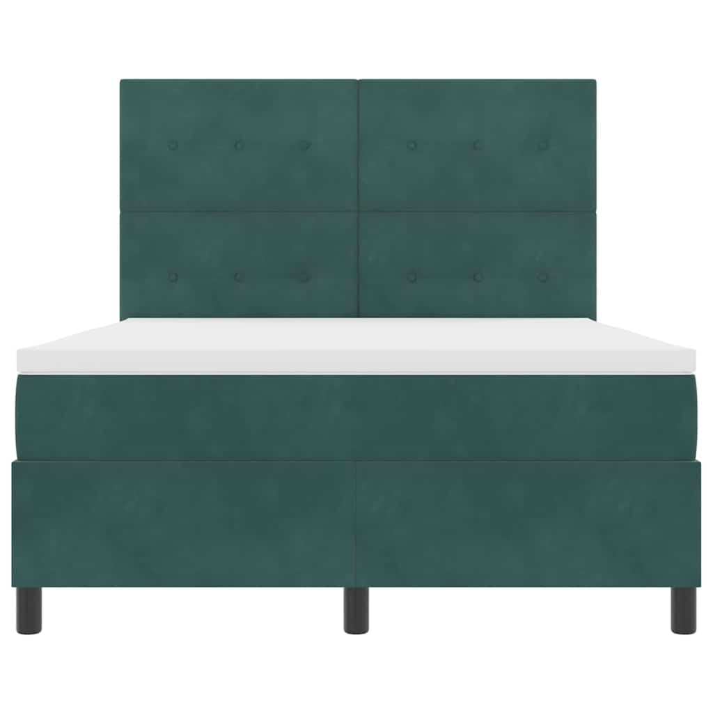 Pat cu arcuri cu saltea Verde închis 140 x 190 cm Catifea