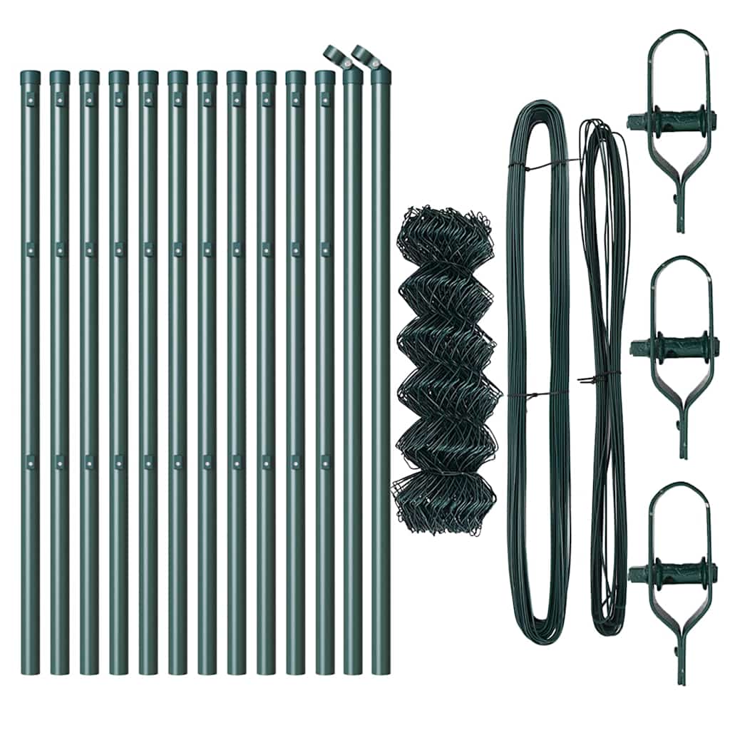 Stâlp de gard. Verde 25 x 0,4 m (plasă 40 x 40 mm) Oțel și PVC