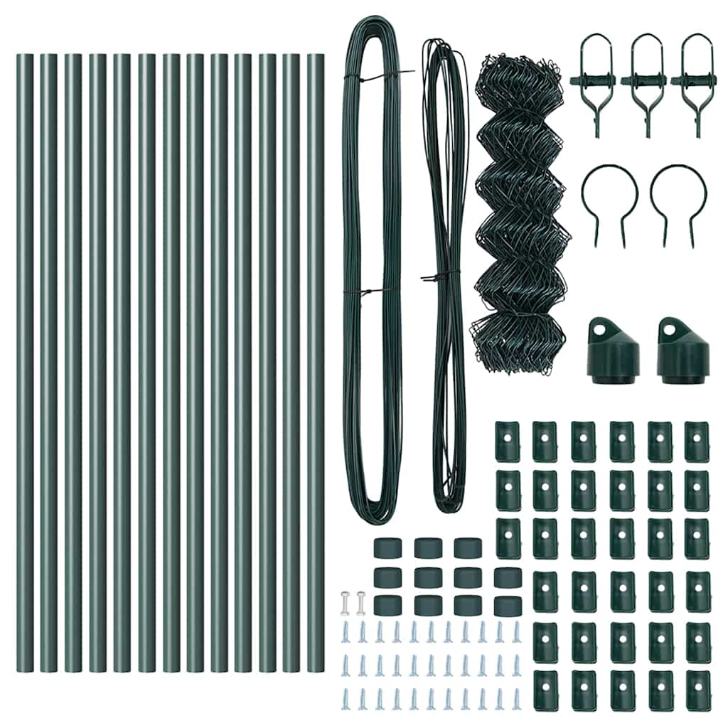 Stâlp de gard. Verde 25 x 0,4 m (plasă 40 x 40 mm) Oțel și PVC