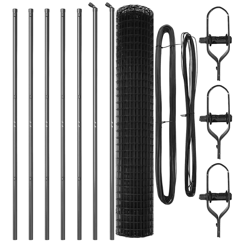 Îngrădire cu stâlpi Gri 1.6 x 10 m Oțel