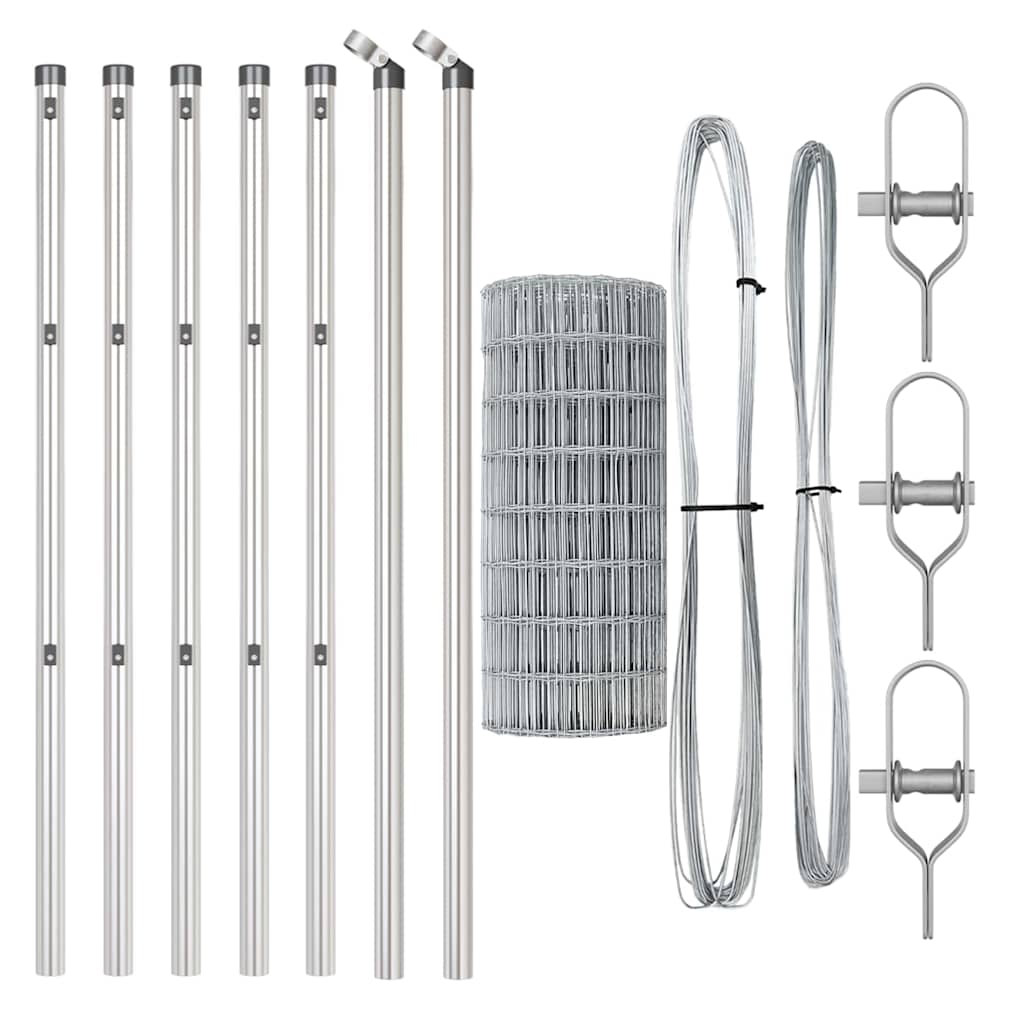 Gard cu Stâlp Argintiu 0,8 x 10 m Oțel și PVC