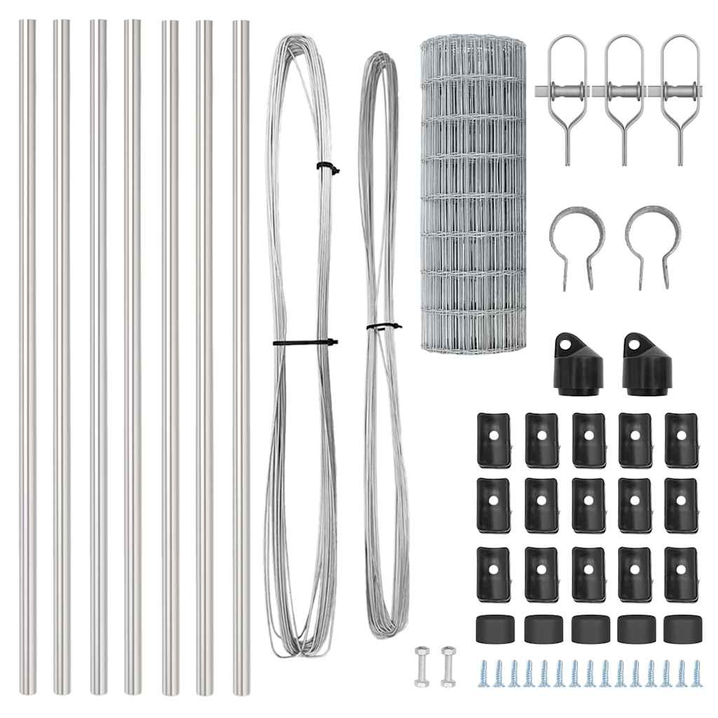 Gard cu Stâlp Argintiu 0,8 x 10 m Oțel și PVC