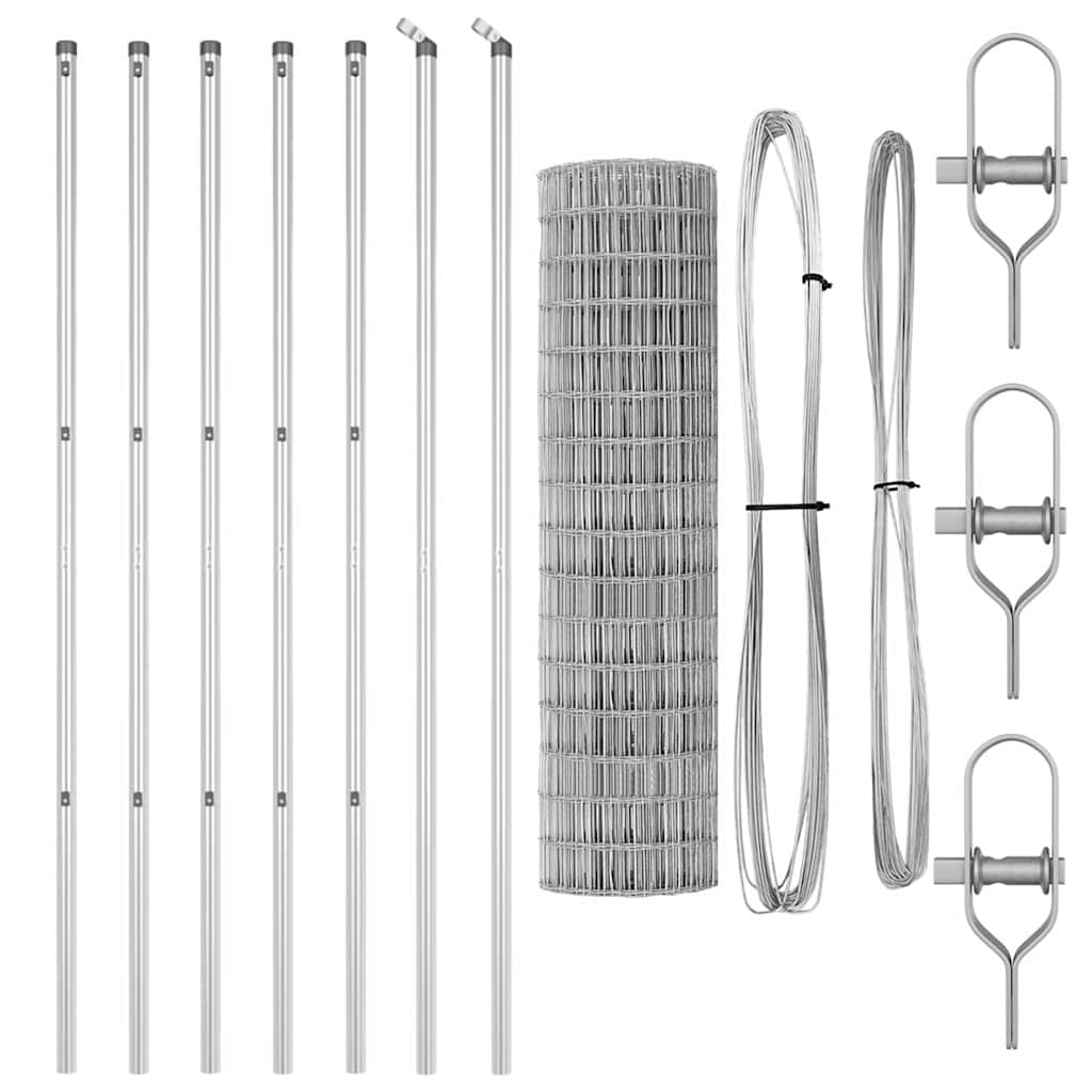 Gard cu Stâlp Argintiu 1,2 x 10 m Oțel și PVC