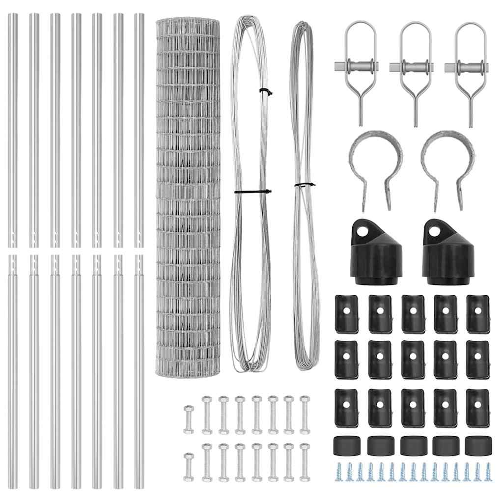 Gard cu Stâlp Argintiu 1,5 x 10 m Oțel și PVC