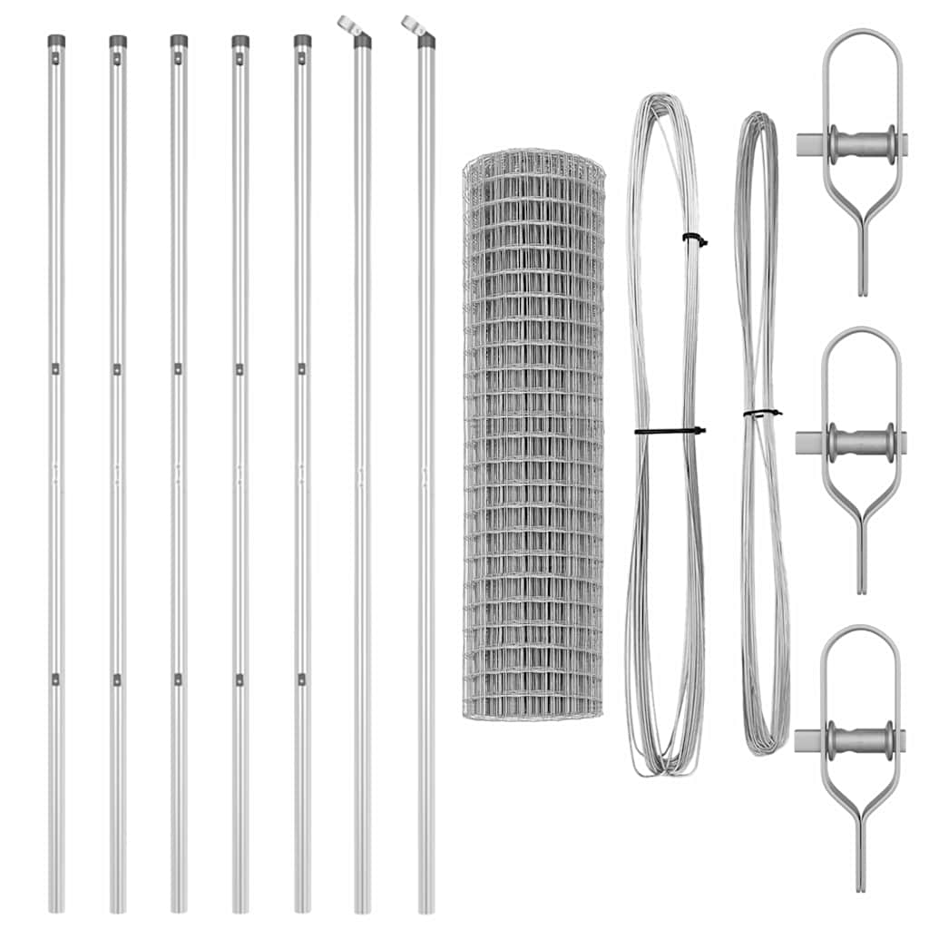 Gard cu Stâlp Argintiu 1 x 10 m Oțel și PVC