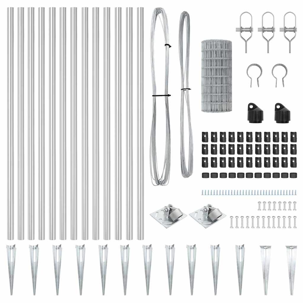 Gard cu Stâlp Argintiu 0,6 x 10 m Oțel