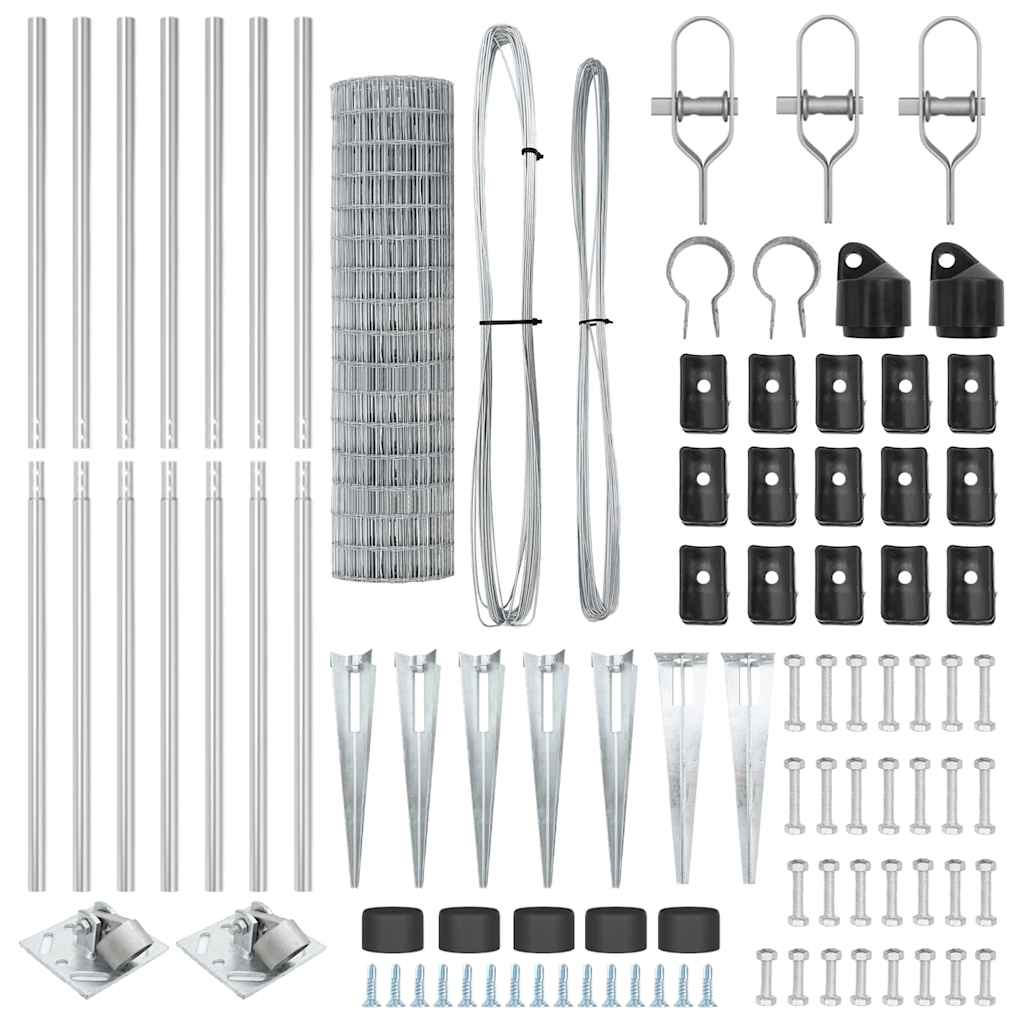 Gard cu Stâlp Argintiu 1,4 x 10 m Oțel