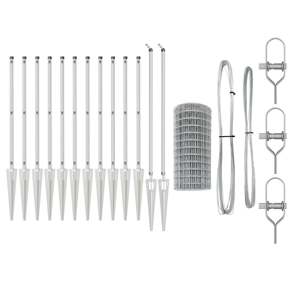 Gard cu Stâlp Argintiu 1 x 25 m Oțel