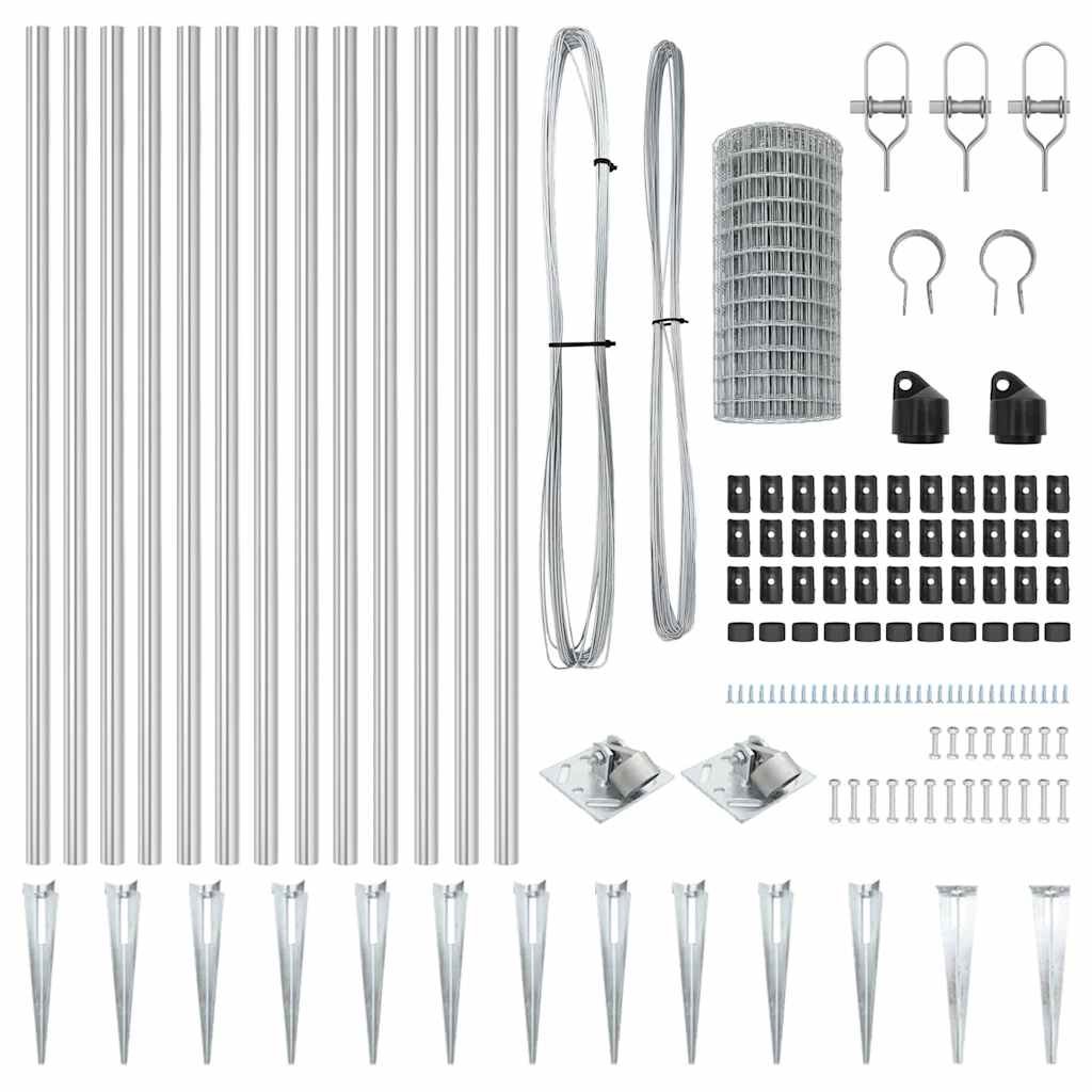 Gard cu Stâlp Argintiu 1 x 25 m Oțel
