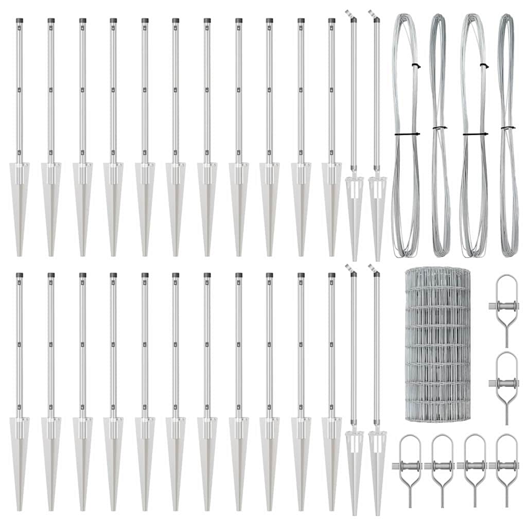 Gard cu Stâlp Argintiu 0,6 x 50 m Oțel