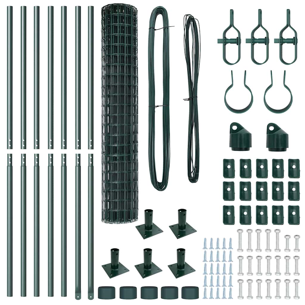 Gard cu Stâlp Verde 1,5 x 10 m Oțel și PVC