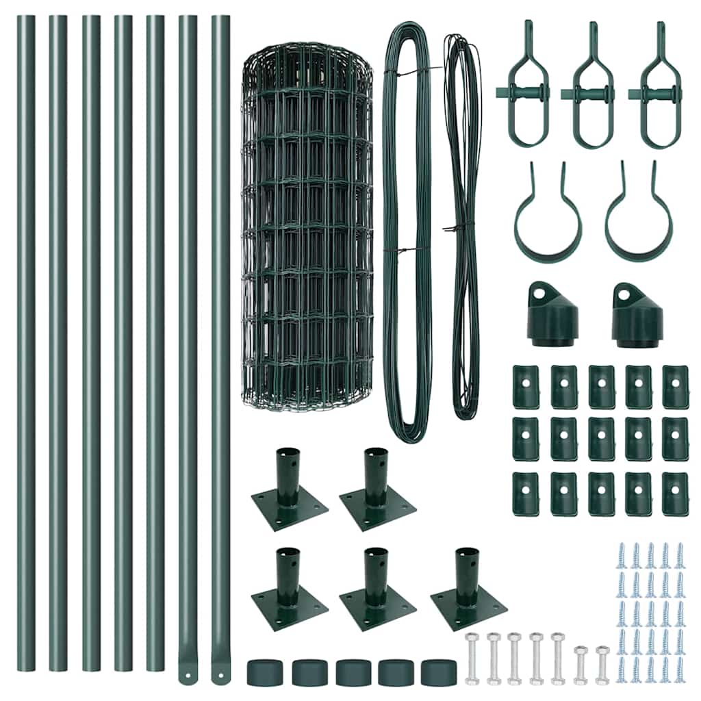 Îngrădire cu stâlpi Verde 0.6 x 10 m Oțel