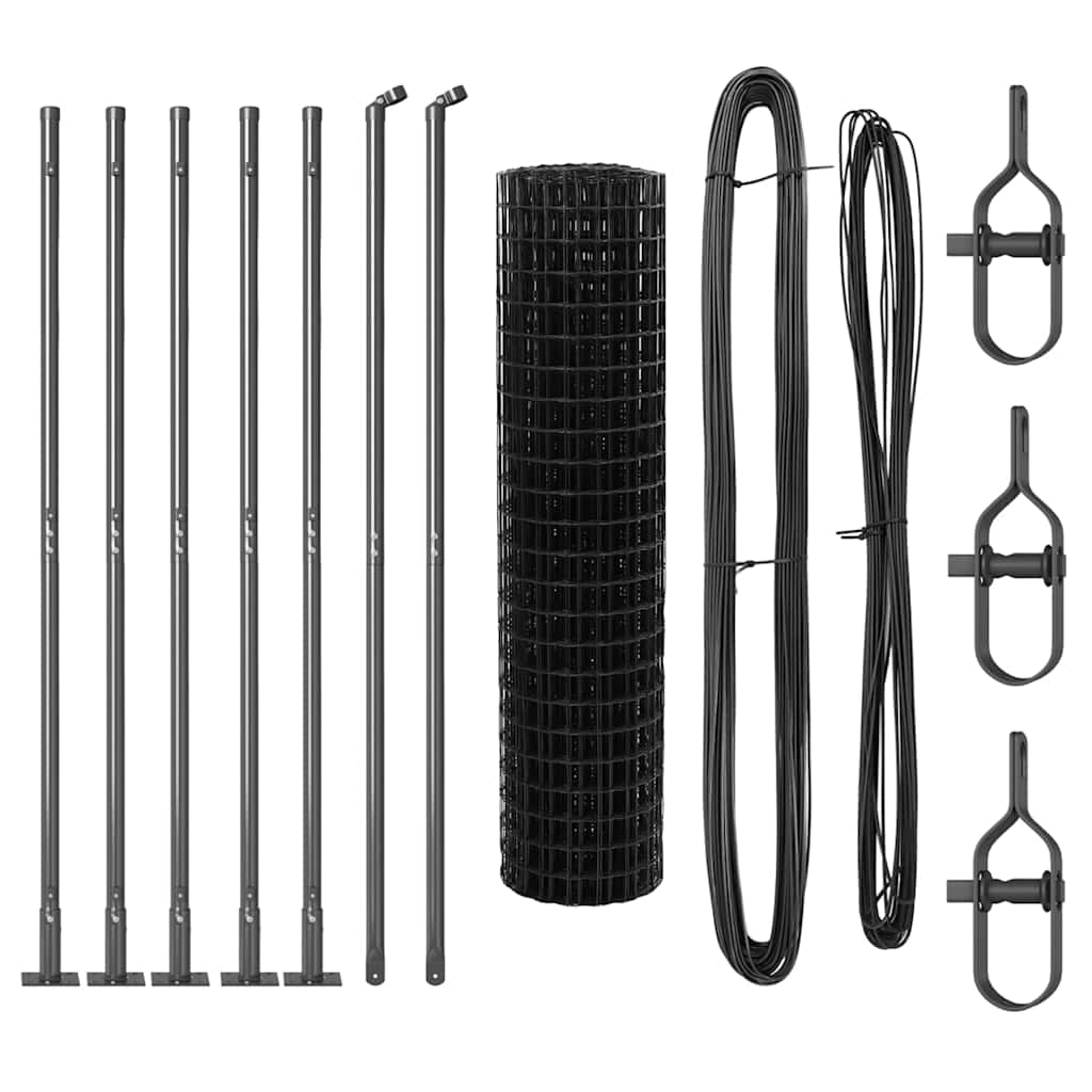 Gard cu Stâlp Gri 1,2 x 10 m Oțel și PVC