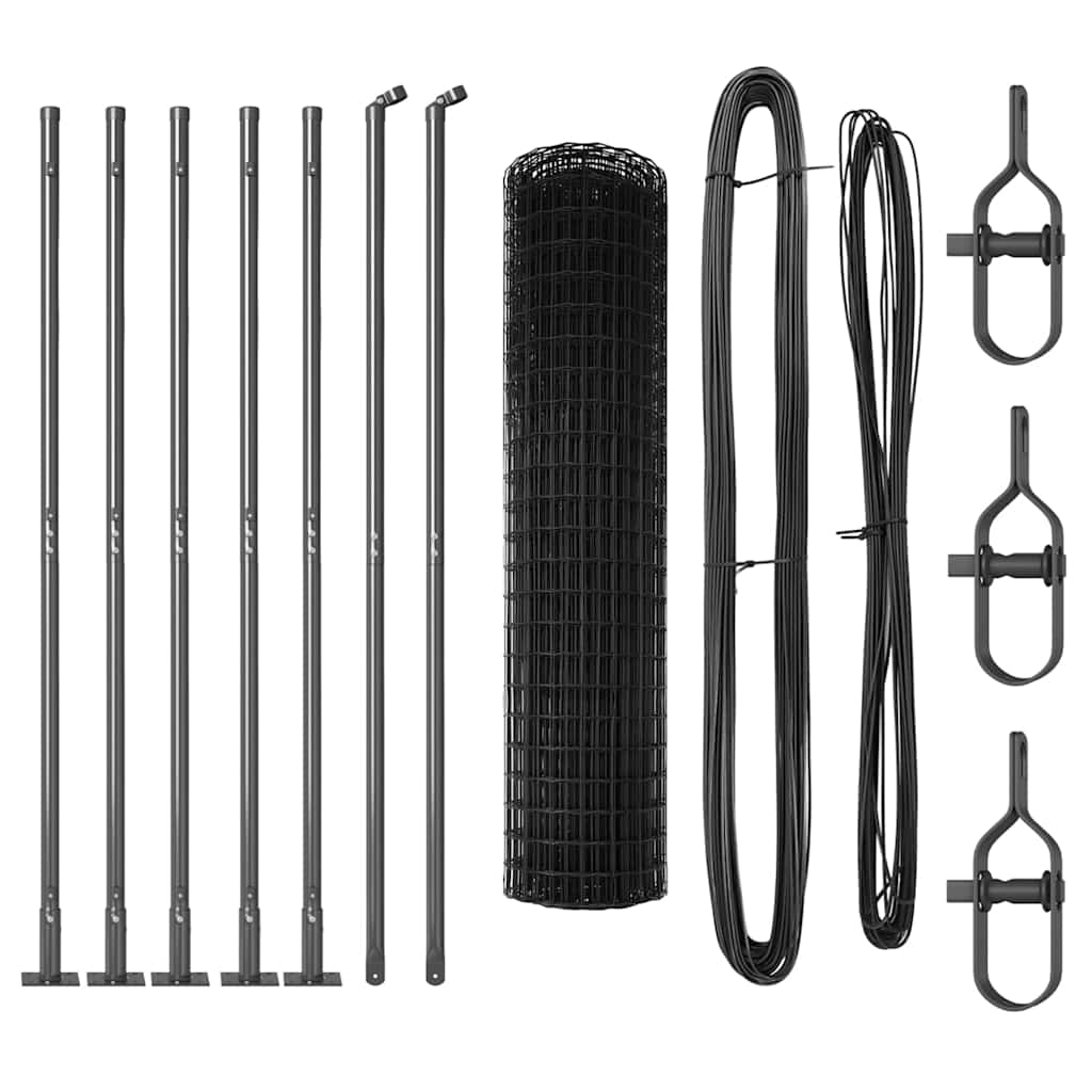 Gard cu Stâlp Gri 1 x 10 m Oțel și PVC