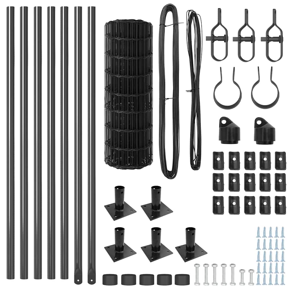 Gard cu Stâlp Gri 0,6 x 10 m Oțel și PVC
