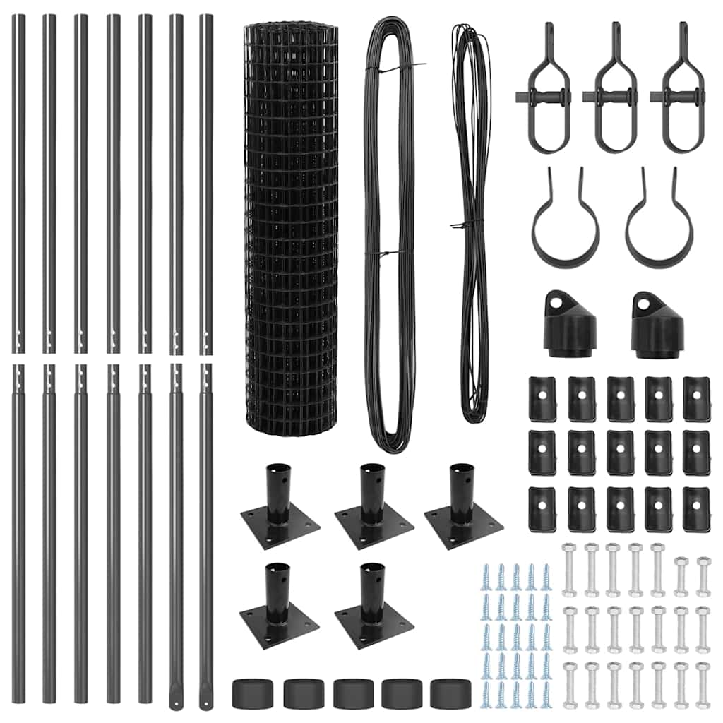 Îngrădire cu stâlpi Gri 1 x 10 m Oțel