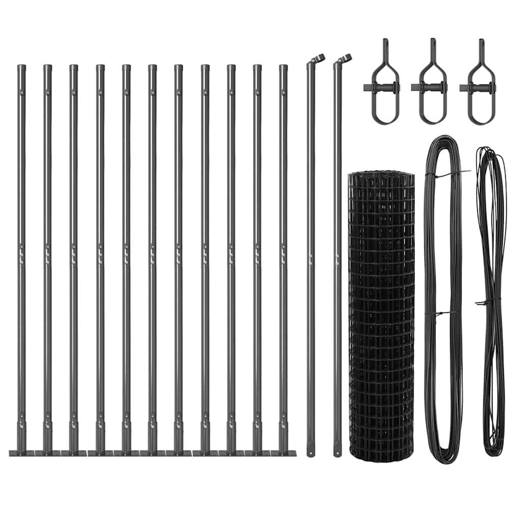 Gard cu Stâlp Gri 1,2 x 25 m Oțel și PVC