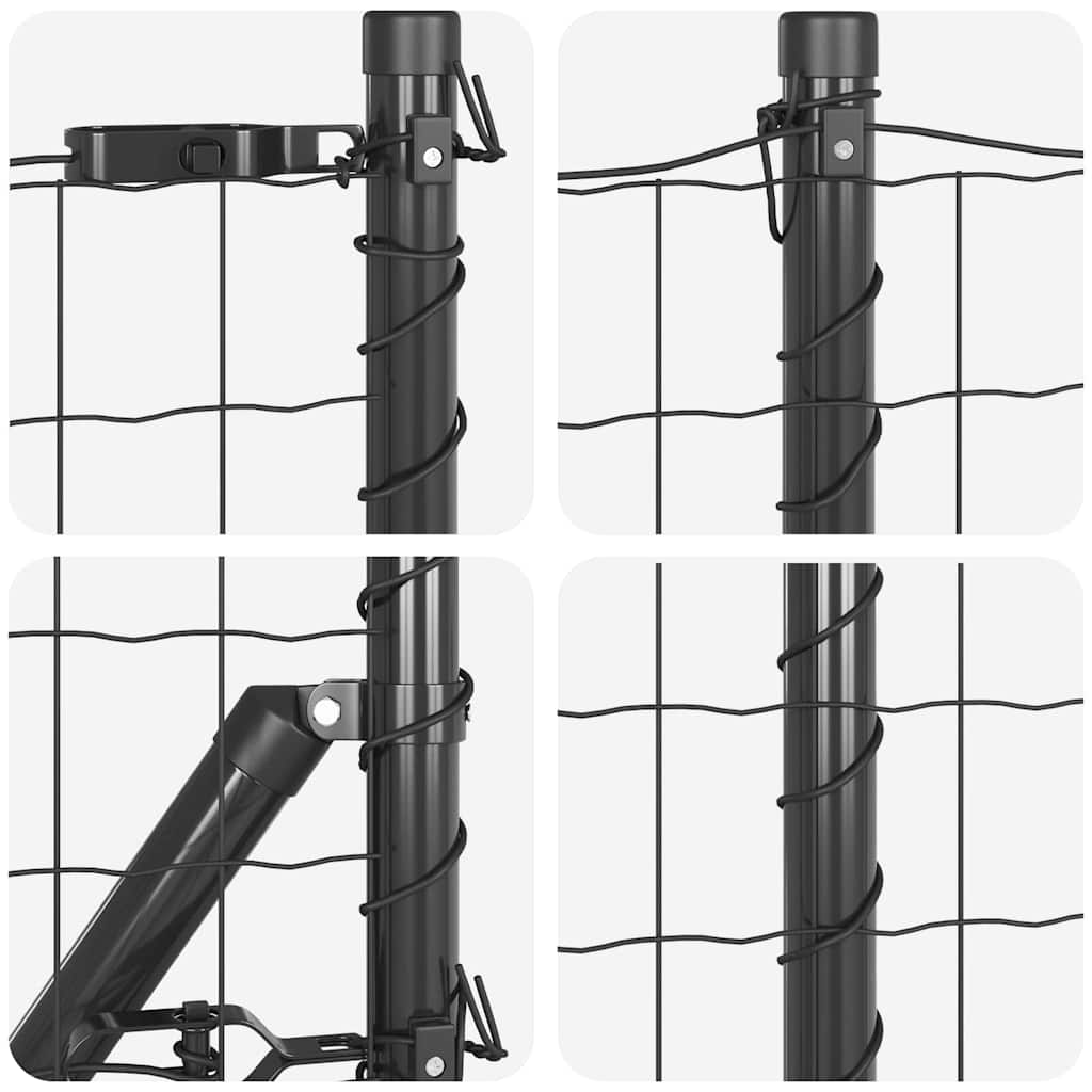 Gard cu Stâlp Gri 0,6 x 50 m Oțel și PVC