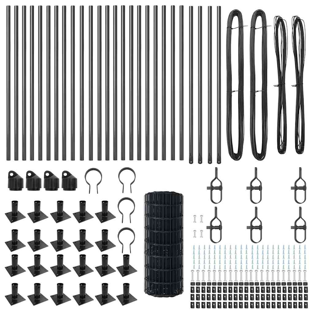 Îngrădire cu stâlpi Gri 0.6 x 50 m Oțel