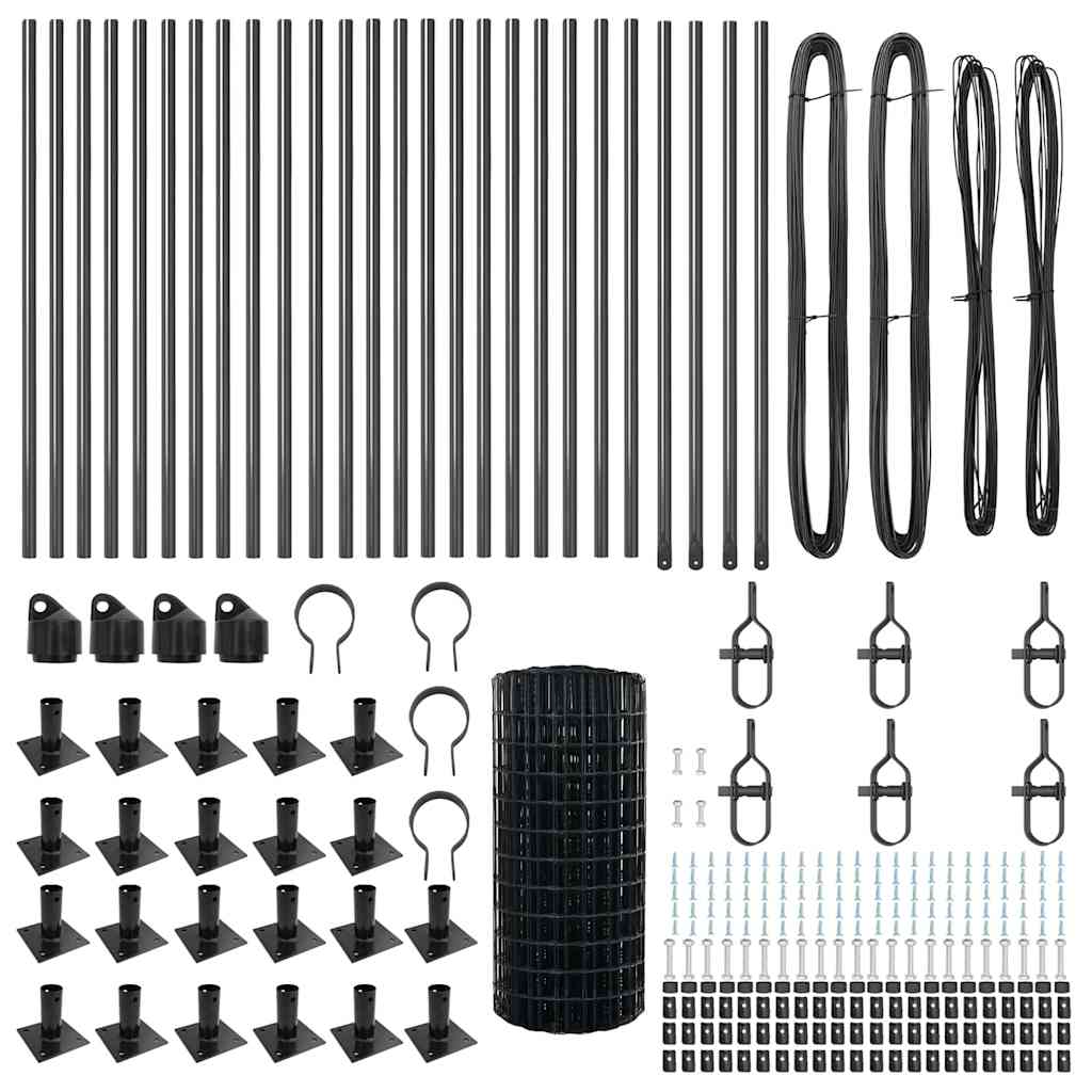 Gard cu Stâlp Gri 0,4 x 50 m Oțel și PVC