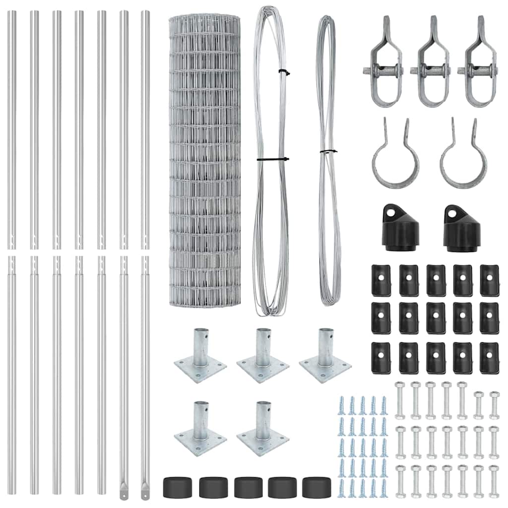 Gard cu Stâlp Argintiu 0,8 x 10 m Oțel