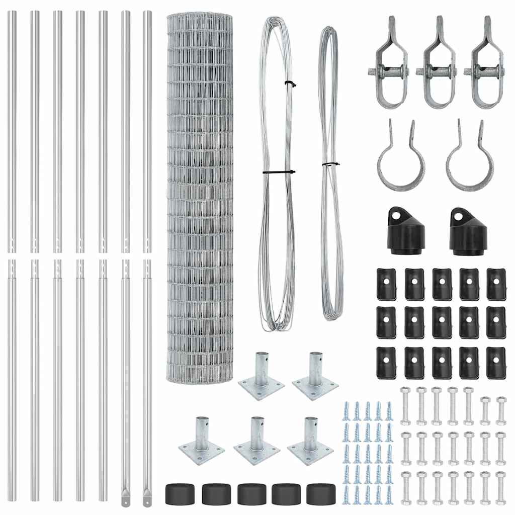 Îngrădire cu stâlpi Argintiu 1.5 x 10 m Oțel