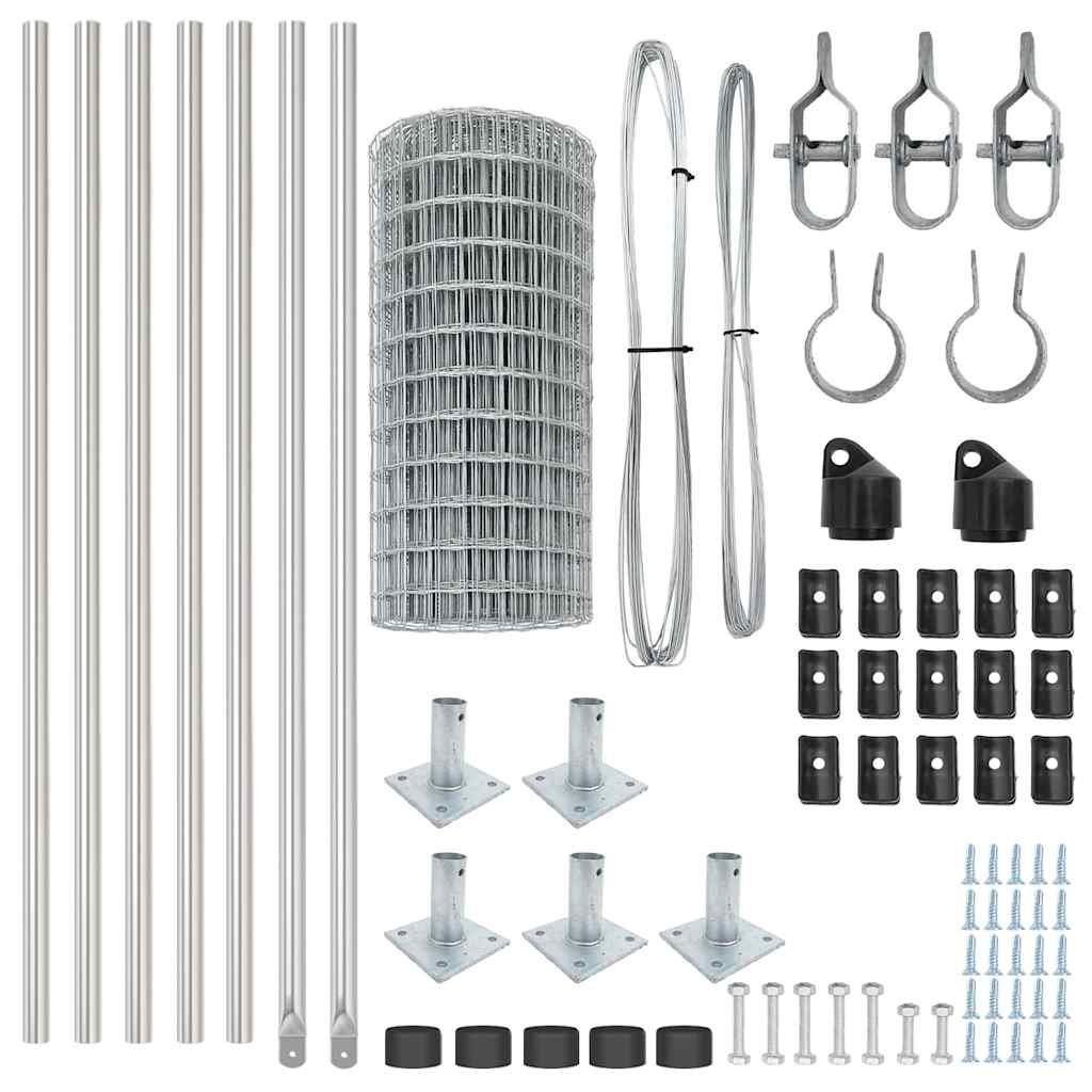 Gard cu Stâlp Argintiu 0,4 x 10 m Oțel