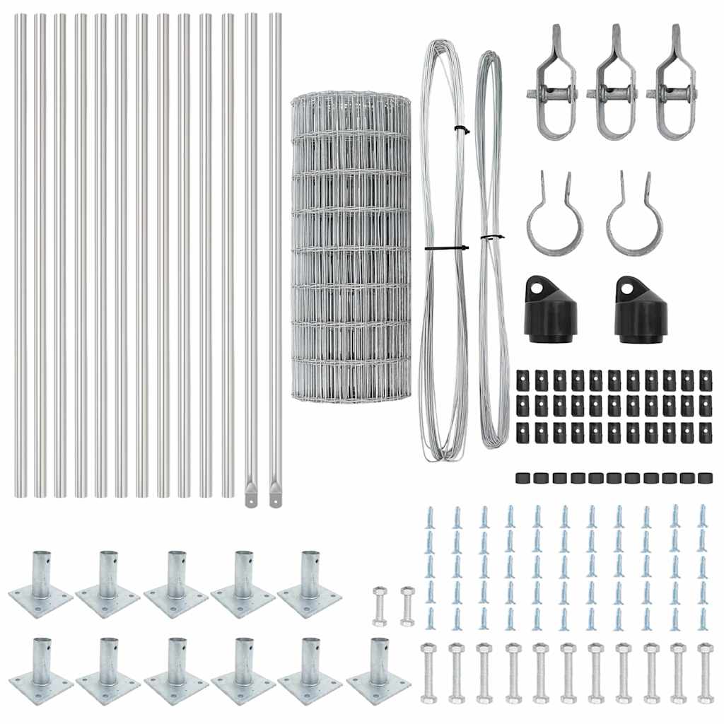 Gard cu Stâlp Argintiu 0,6 x 25 m Oțel