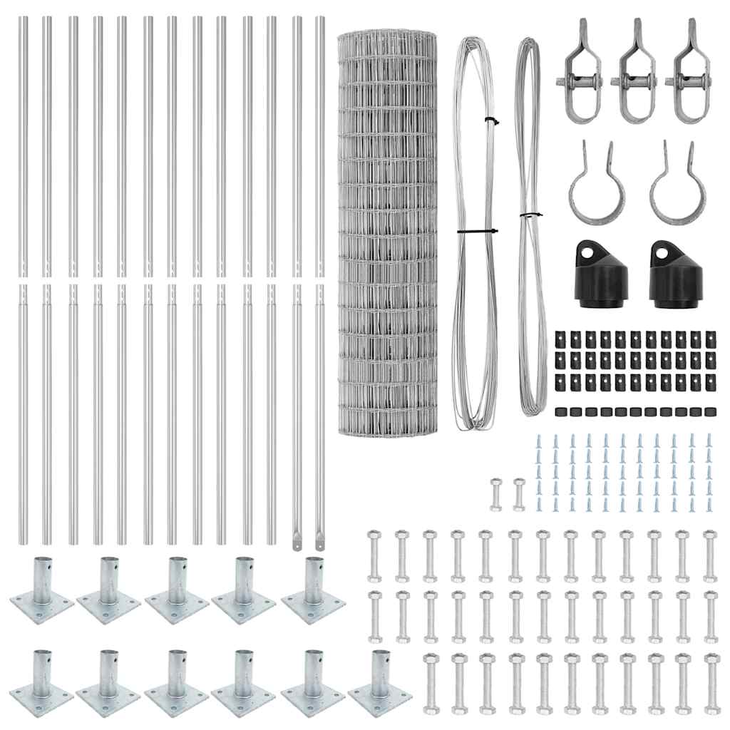 Gard cu Stâlp Argintiu 0,8 x 25 m Oțel