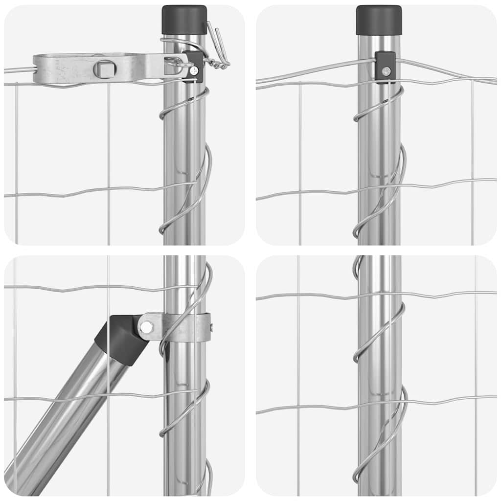 Gard cu Stâlp Argintiu 0,8 x 25 m Oțel