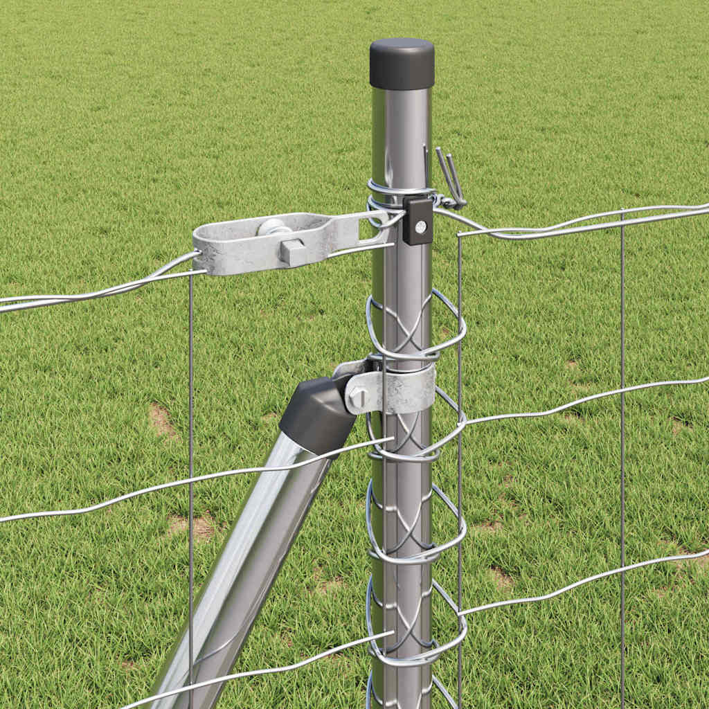 Îngrădire cu stâlpi Argintiu 0.8 x 25 m Oțel