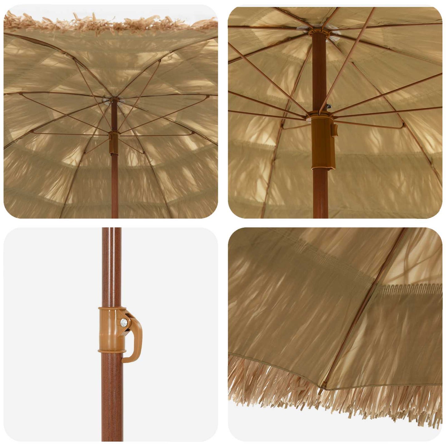 Parasol de Plajă natural 255 x 255 x 255 cm Poliester și oțel