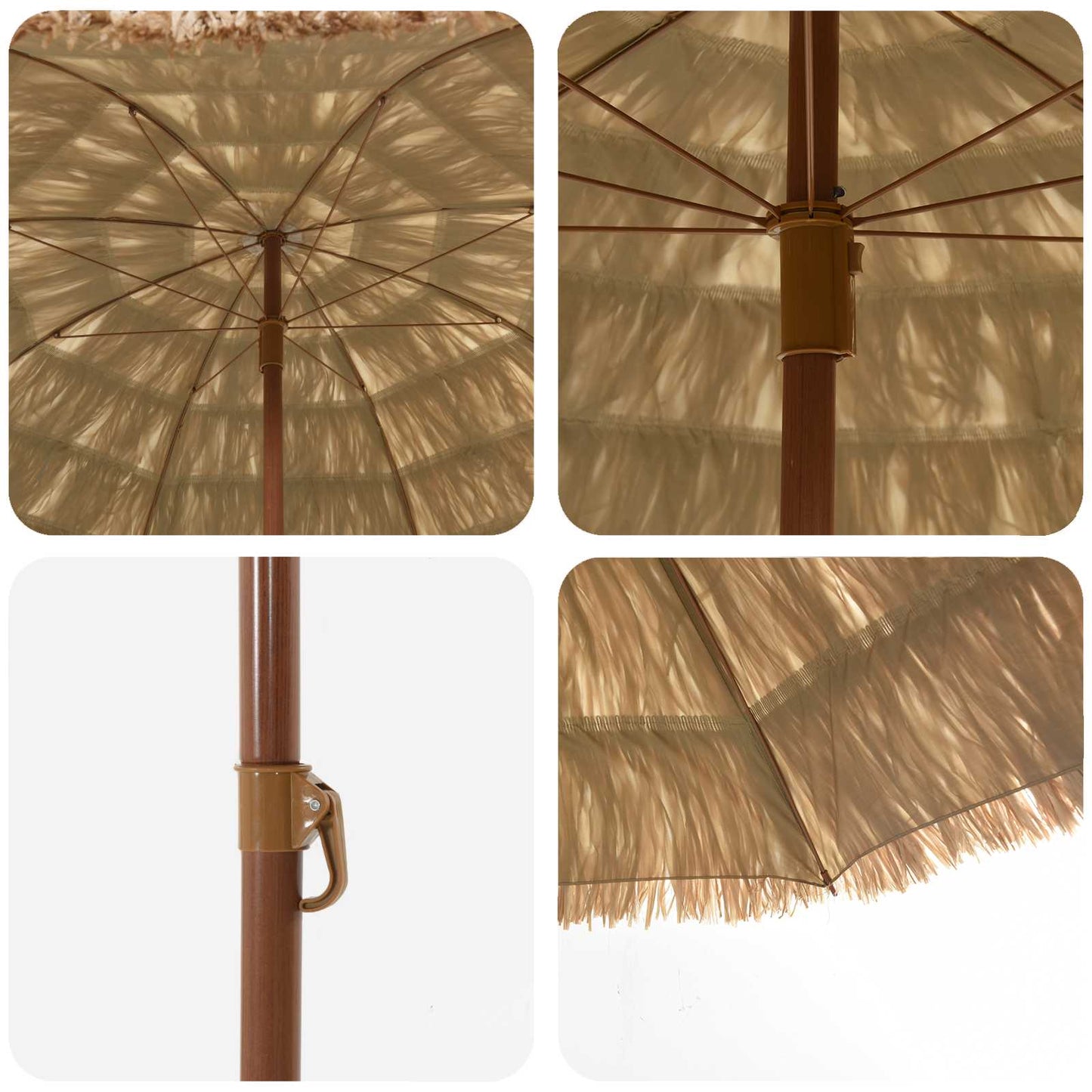Parasol de Plajă natural 255 x 255 x 255 cm Poliester și oțel