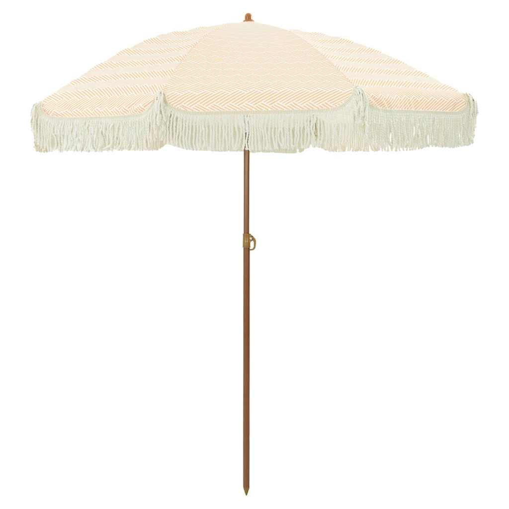 Parasol de Plajă Galben și alb 160 x 160 x 196 cm
